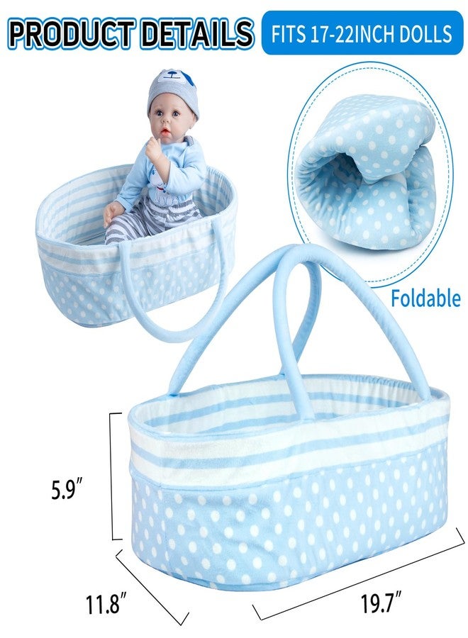 PEDOLLTREE Reborn Baby Dolls Clothes Boy Blue Dog Outfit Accessories 13 Pcs for 17-22 Inches Reborn Doll Newborn Boy with Blue Dot Bassinet - Image 4